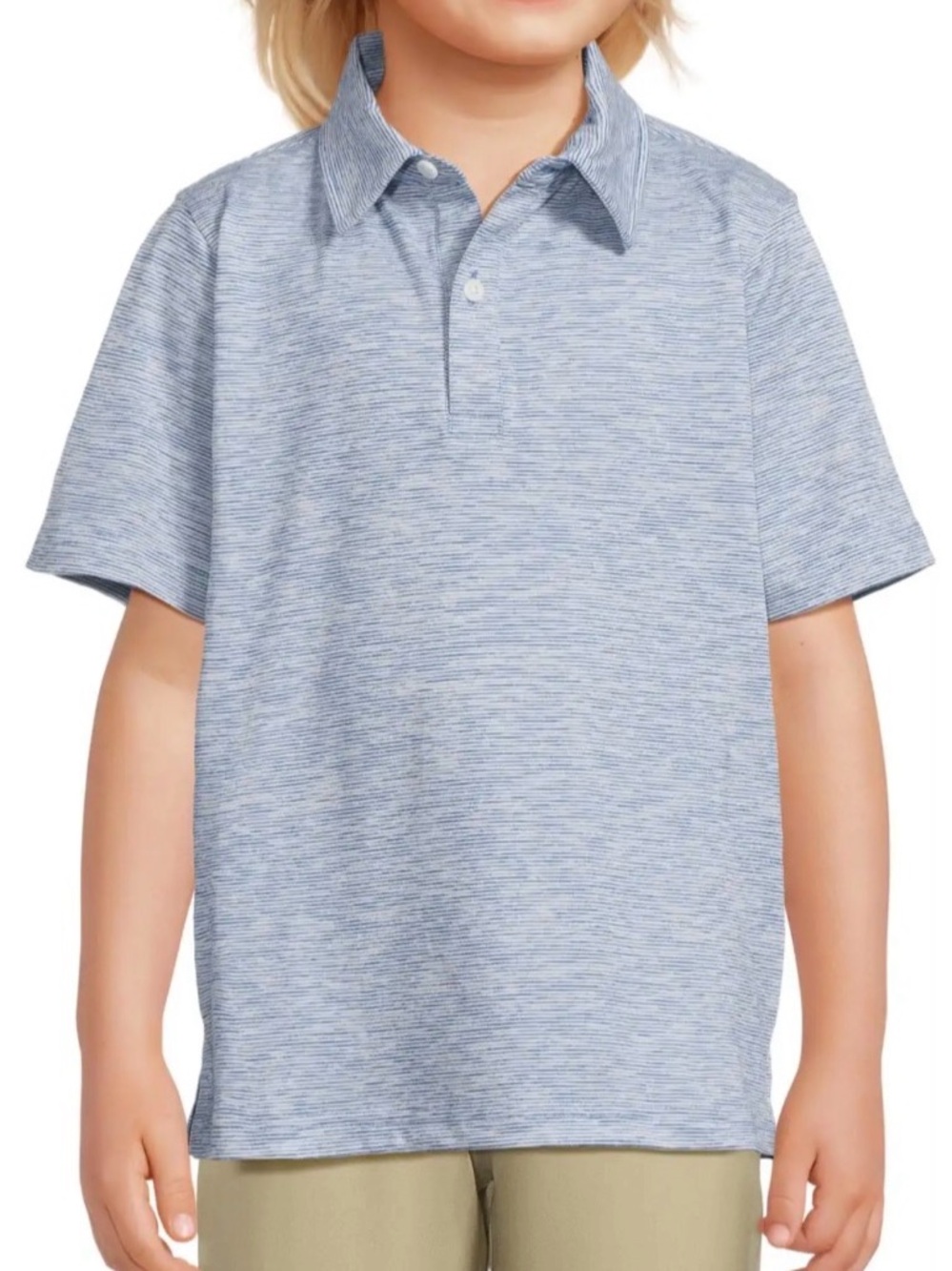 Johnston & Murphy Boys Micro Stripe Polo in Blue and White Size M(8-10)